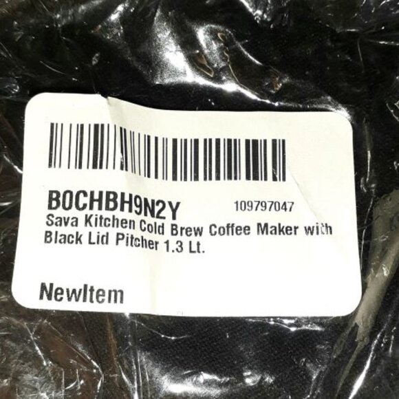 Sava Kitchen Cold Brew Coffee Maker w/Black Lid Pitcher 1.3 Liter NEW but No Lid - Picture 5 of 5